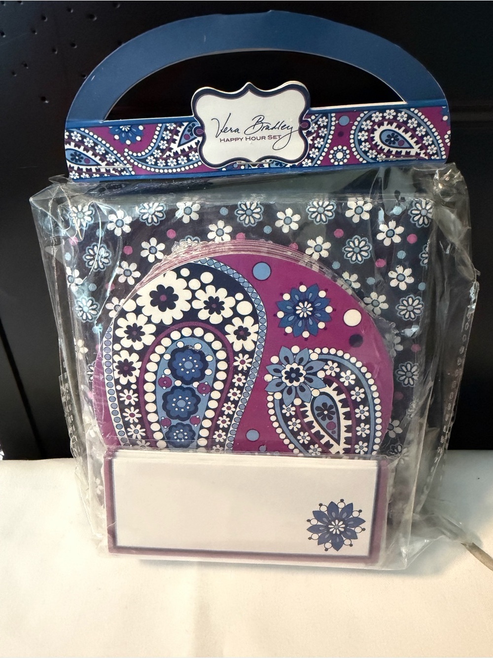 Vera Bradley Happy Hour Napkins, Coasters, and Placecard Set. NEW